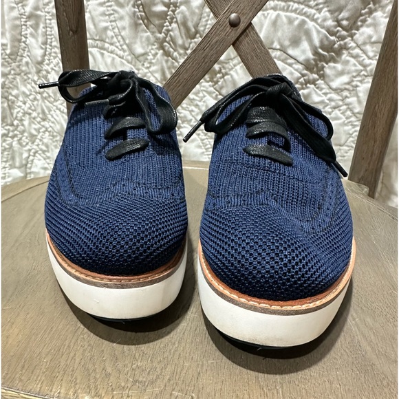 Zara Fabric Knit Upper Blue Platform Derby Oxford Shoes - Picture 2 of 8